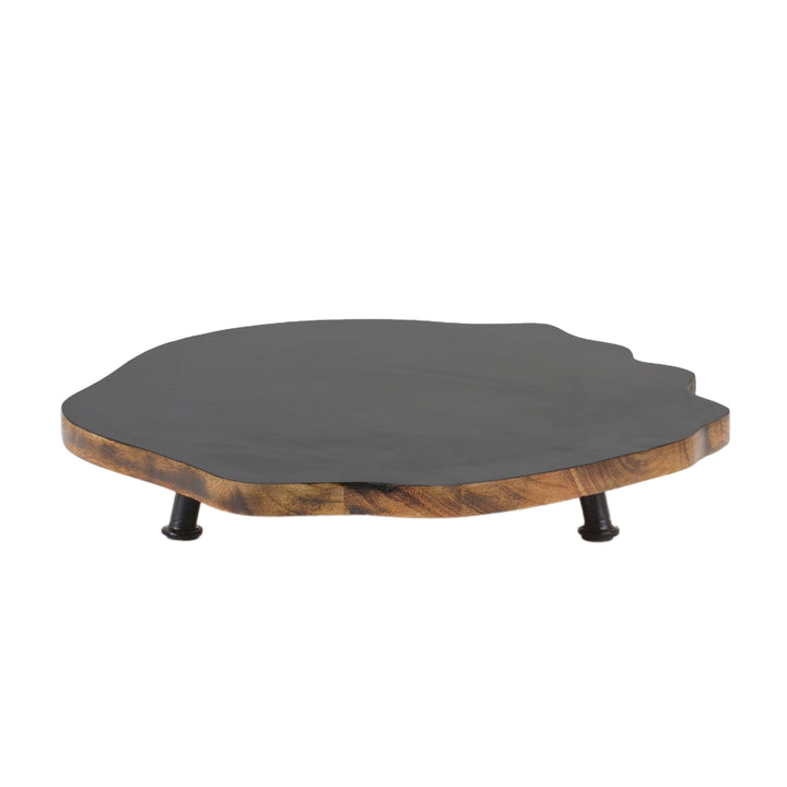 Dark Wood Slab Pedestal