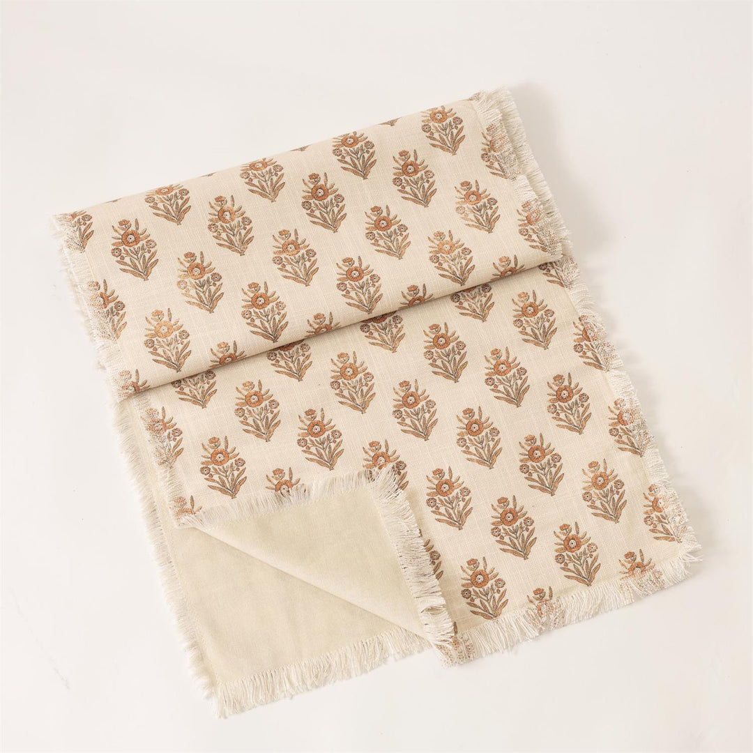 Terracotta Floral Printed Table Runner