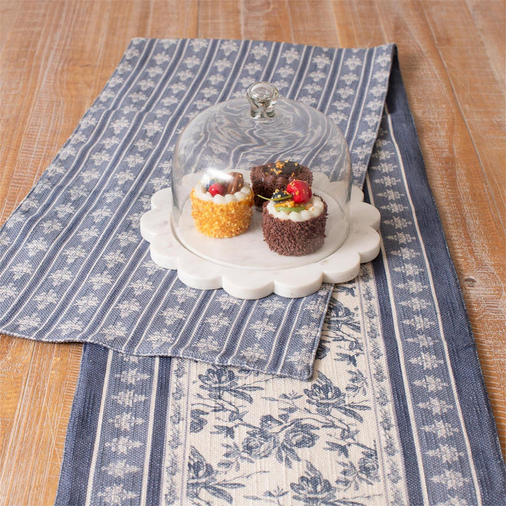 French Blue Floral Reversible Table Runner