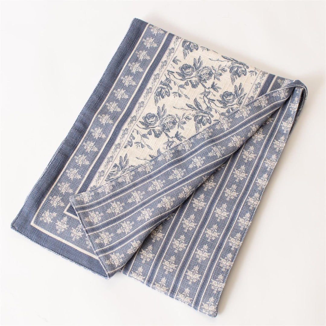 French Blue Floral Reversible Table Runner