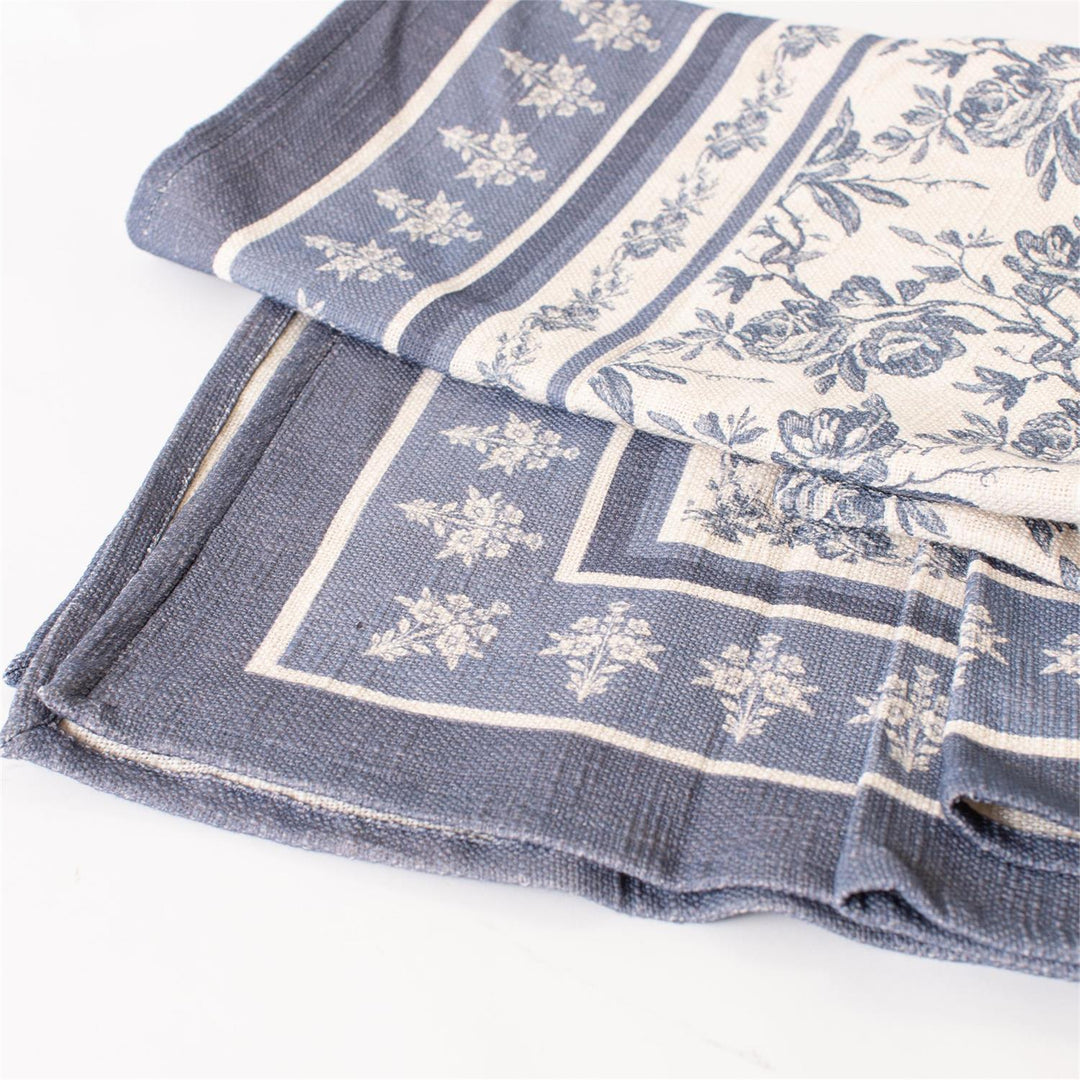 French Blue Floral Throw