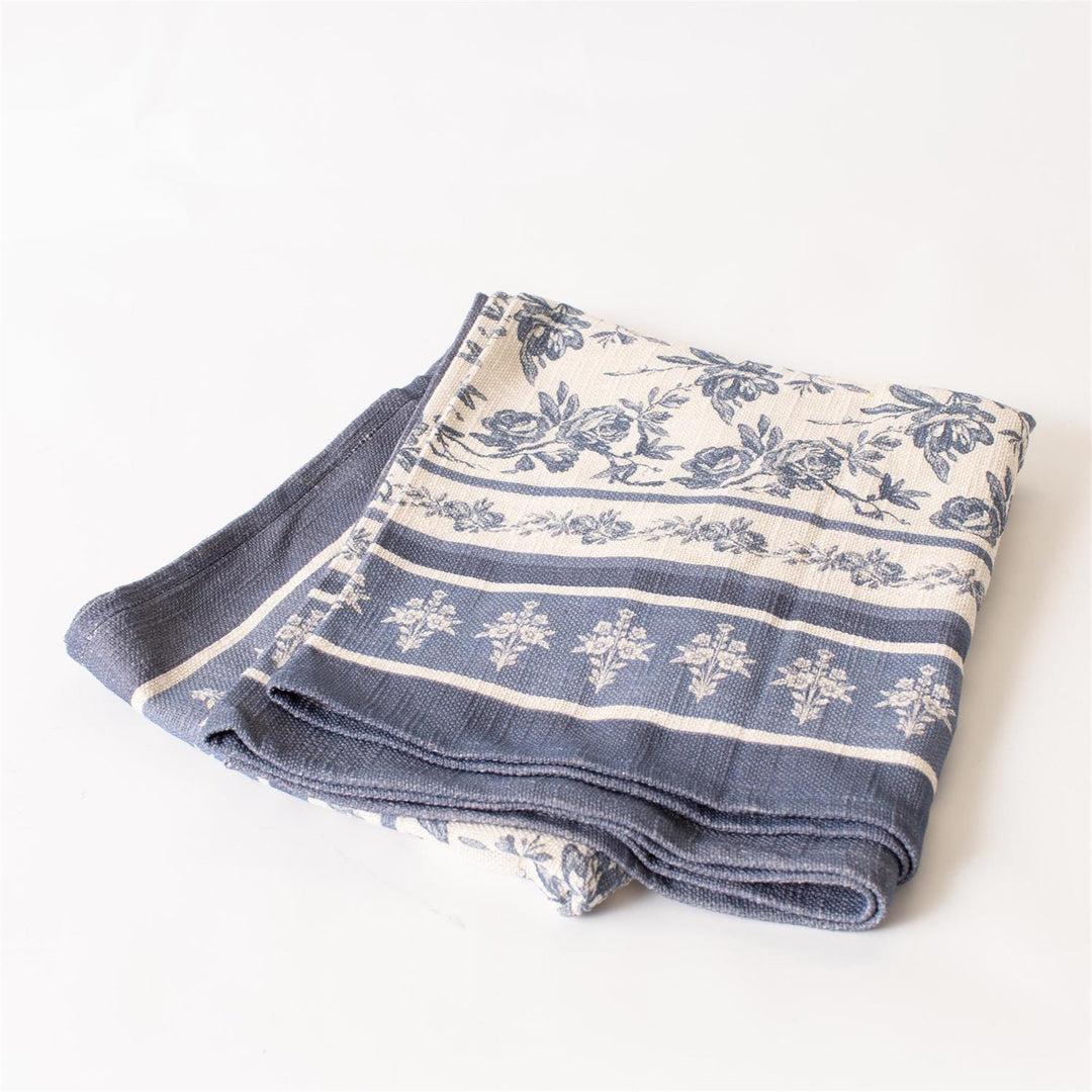 French Blue Floral Throw