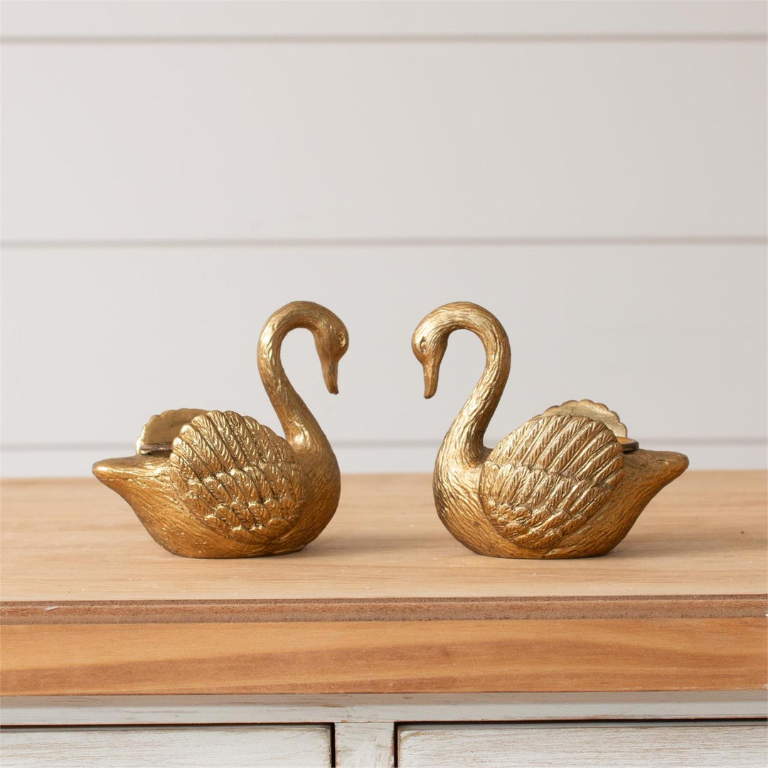 Gold Swan Taper Candle Holder