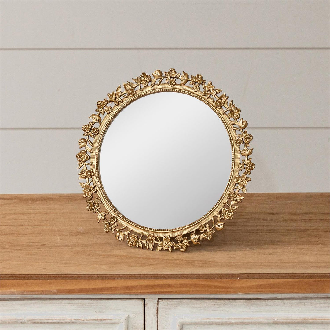 Golden Floral Framed Mirror