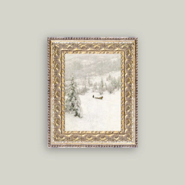 Winter Landscape Framed Antique Art