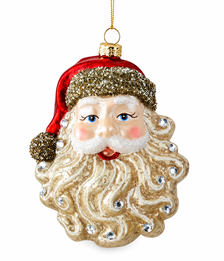 Vintage Glass Santa Head Ornament