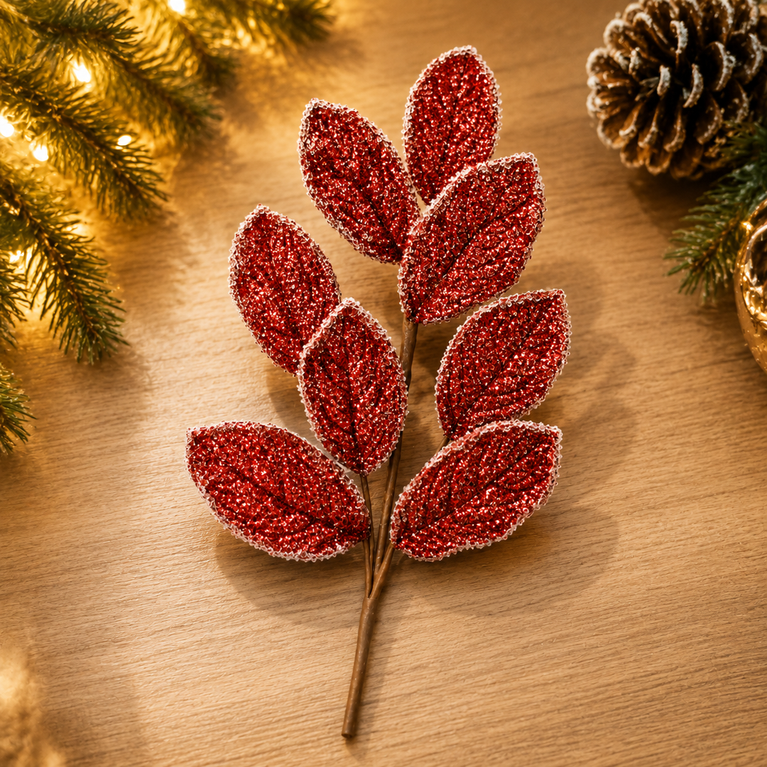 Red Magnolia Leaf Spray