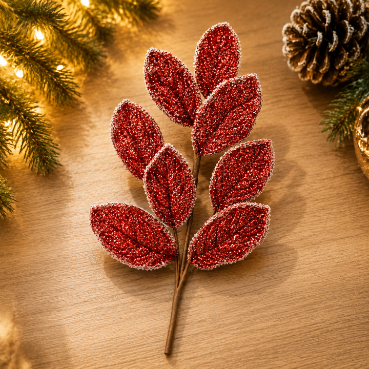 Red Magnolia Leaf Spray