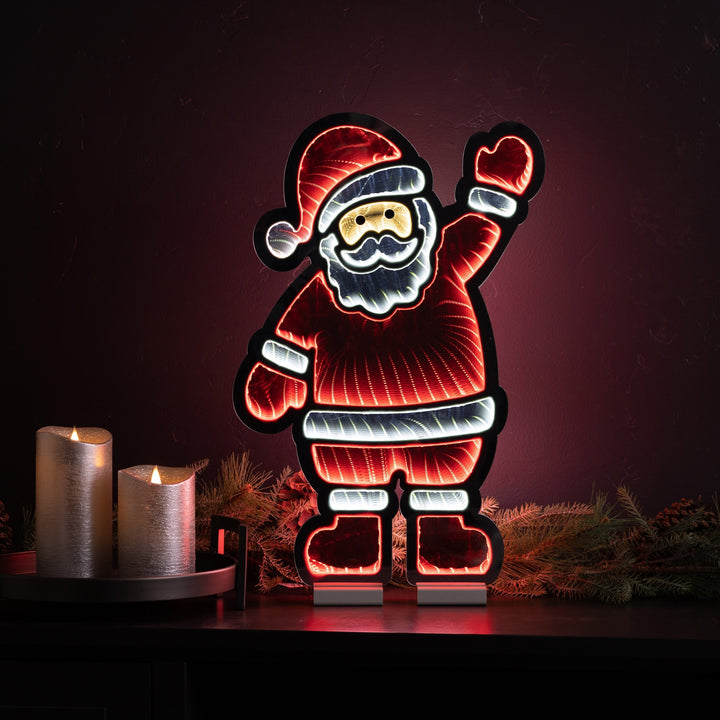 Waving Santa Lighted Infinity Mirror