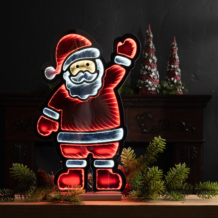 Waving Santa Lighted Infinity Mirror
