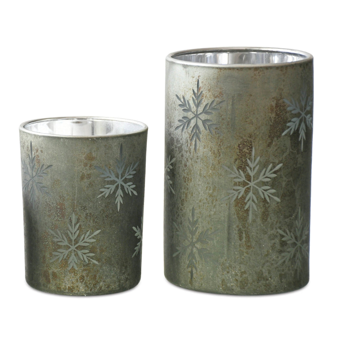 Green Snowflakes Candle Holder