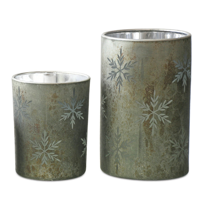 Green Snowflakes Candle Holder