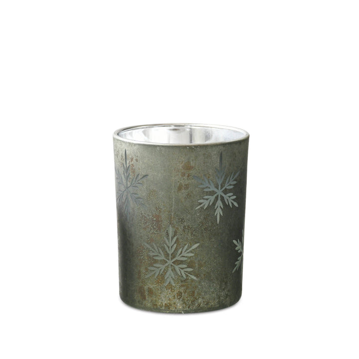 Green Snowflakes Candle Holder