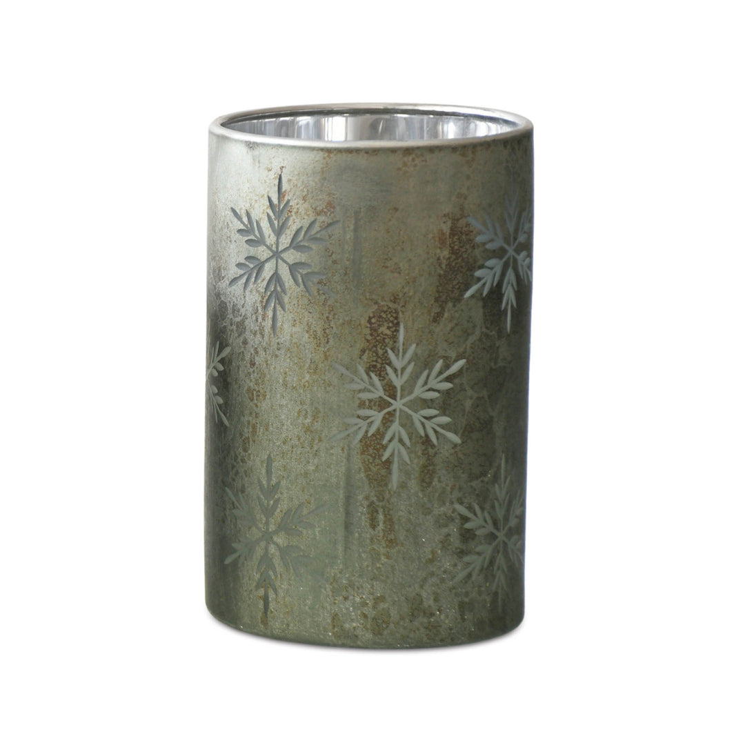 Green Snowflakes Candle Holder