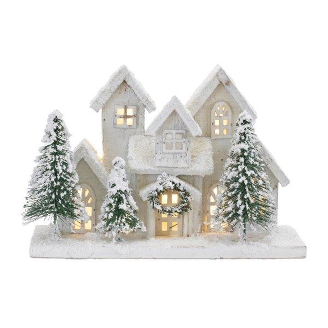 Snowy Countryside Lighted House
