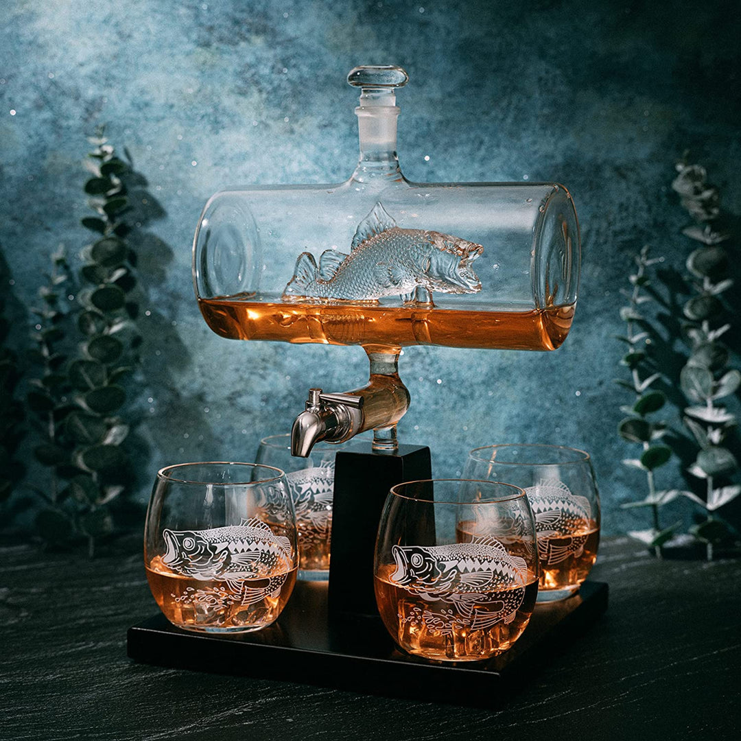 Bass Fish Decanter Set