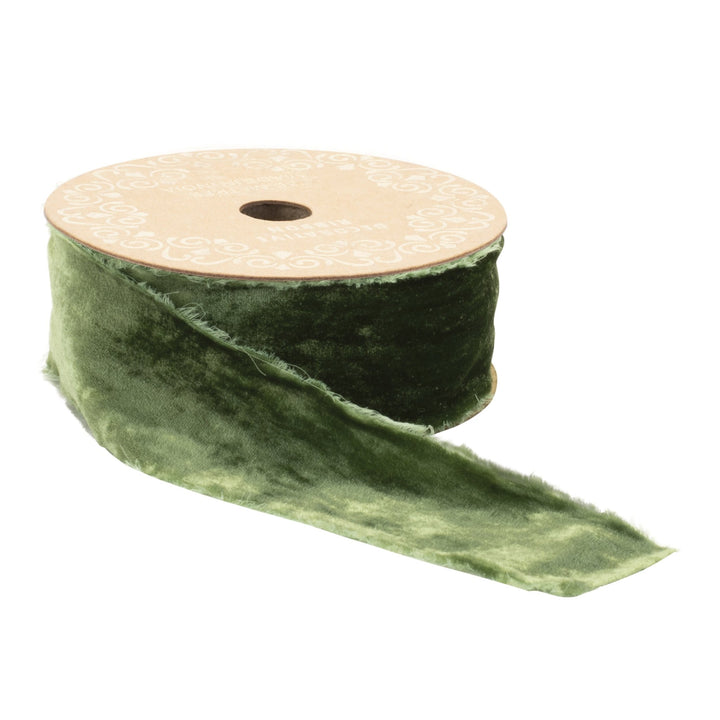 Velvet Green Raw Edge Ribbon