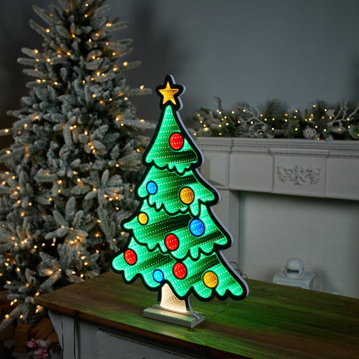 Decorated Christmas Tree Infinity Mirror Light - Local Pickup