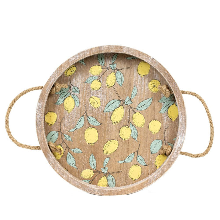 Lemons Round Wood Tray