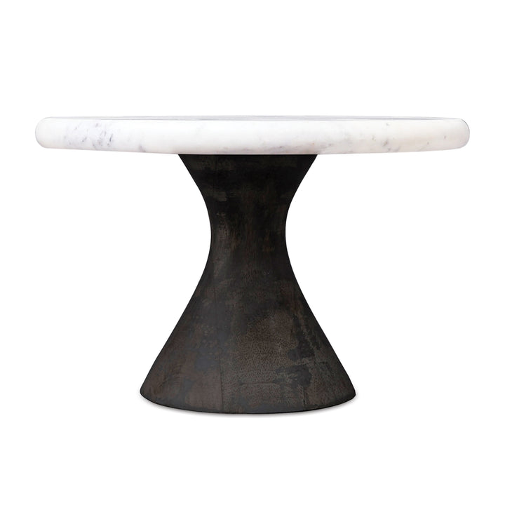 Dark Wood Marble Pedestal