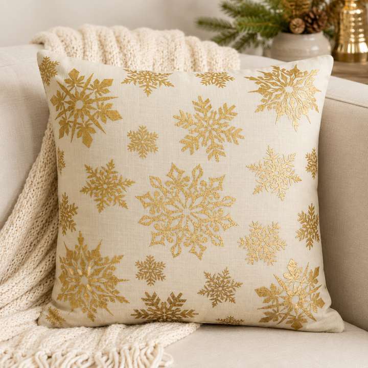 Gold Snowflake Pillow