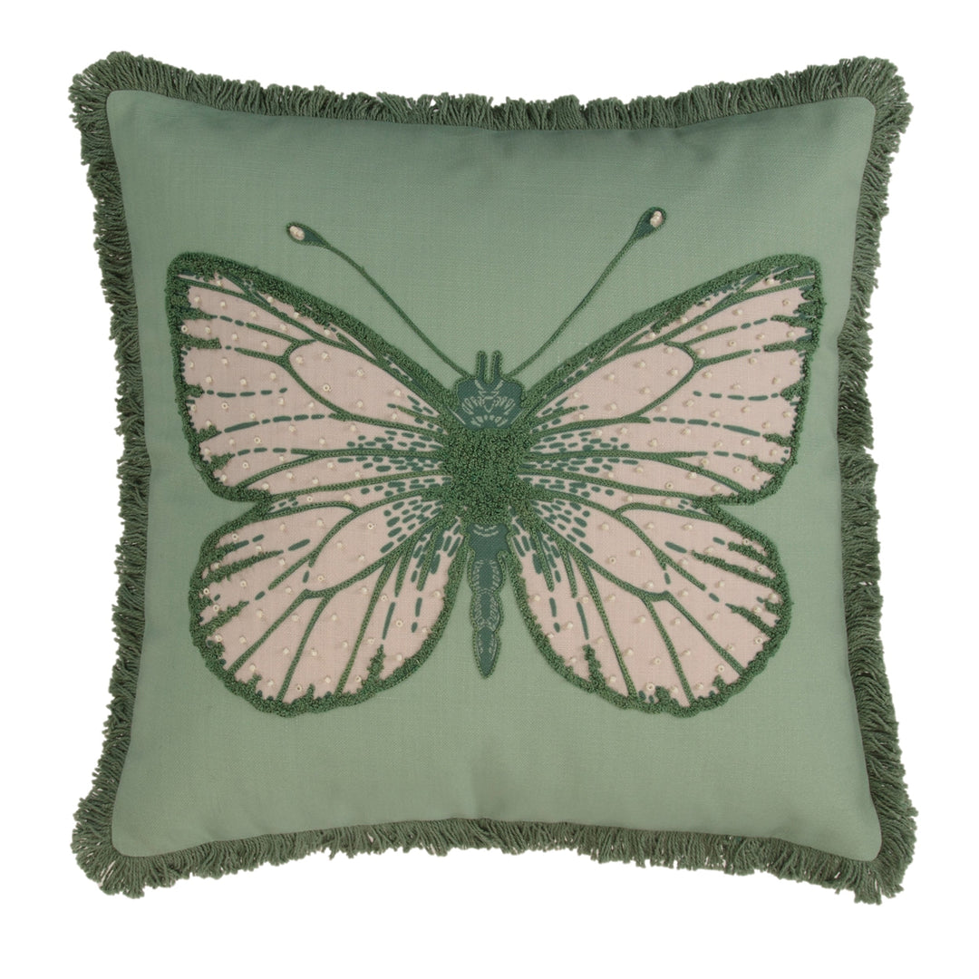 Green Fringed Butterfly Pillow