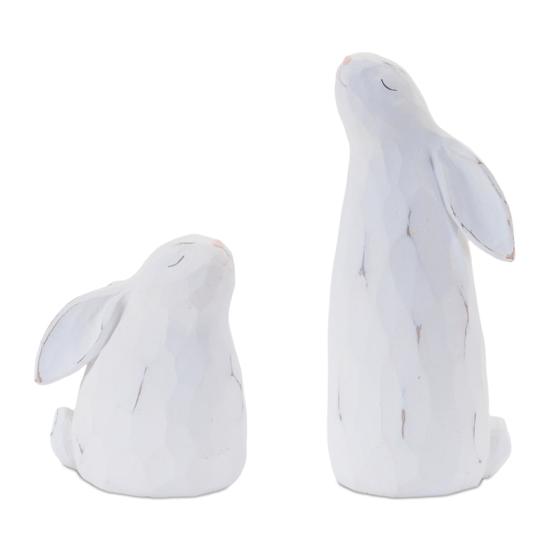 Carved White Resin Bunny Figurine
