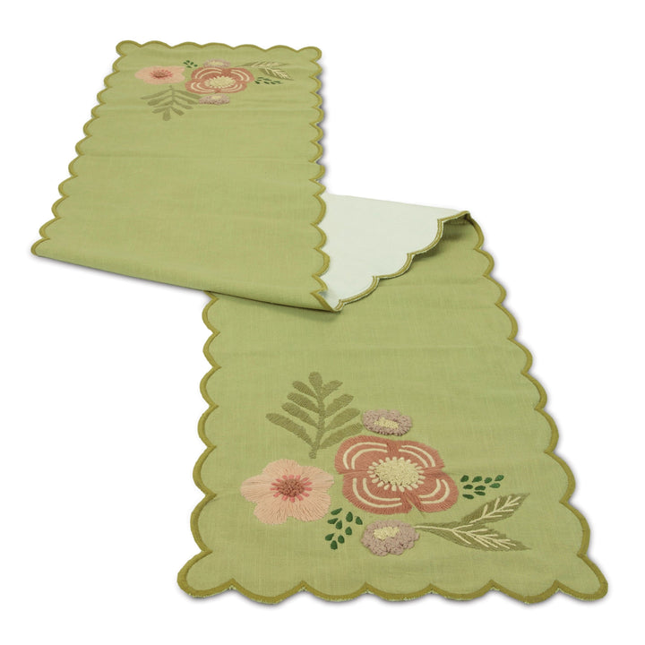 Spring Flowers Scalloped Table Runner