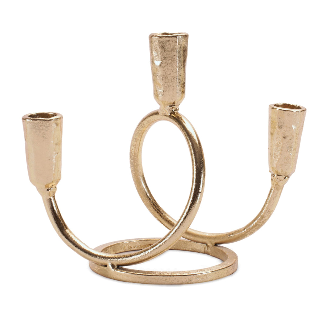 Golden Triple Taper Candle Holder