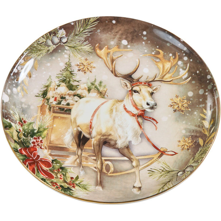 Reindeer Snow Globe Dessert Plate