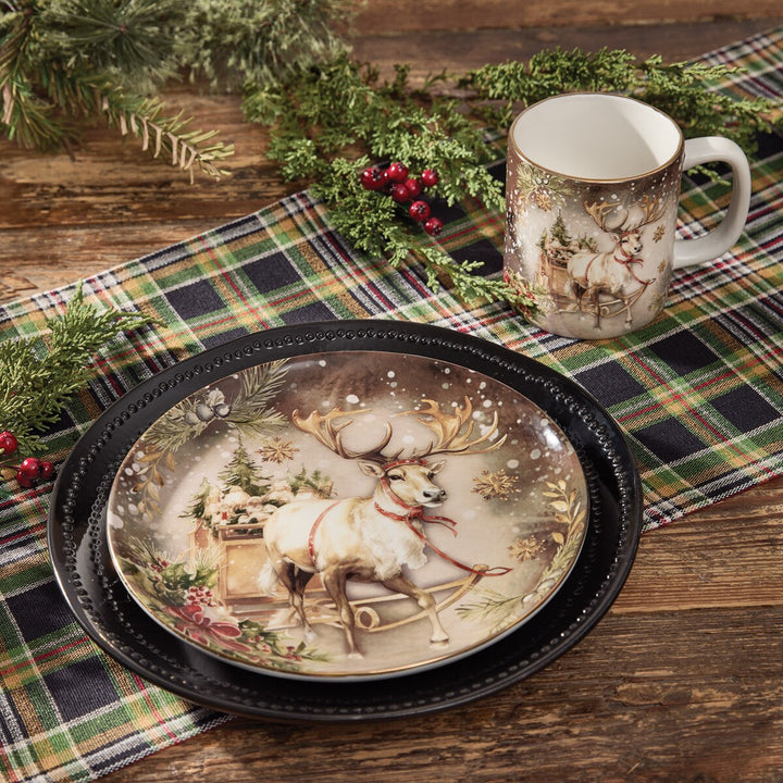 Reindeer Snow Globe Dessert Plate
