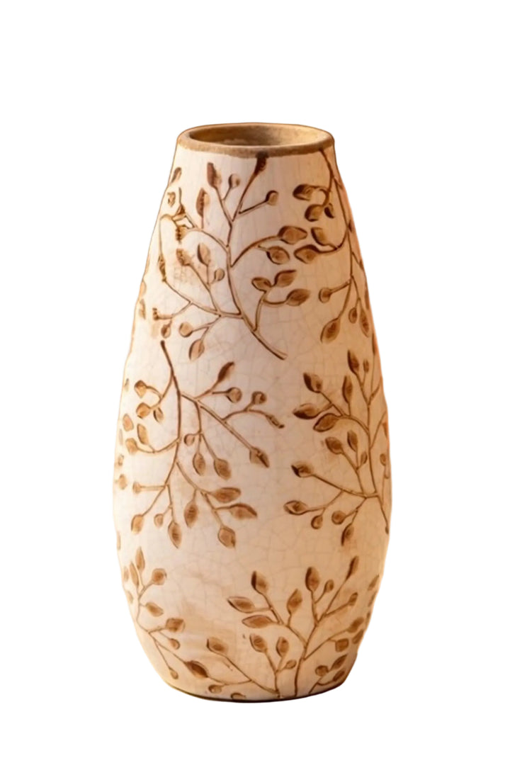 Warm Botanical Ceramic Vase