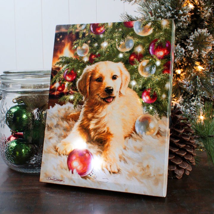 Christmas Puppy Lighted Canvas