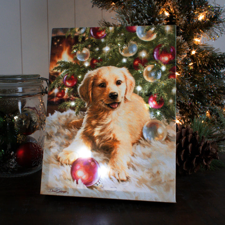 Christmas Puppy Lighted Canvas