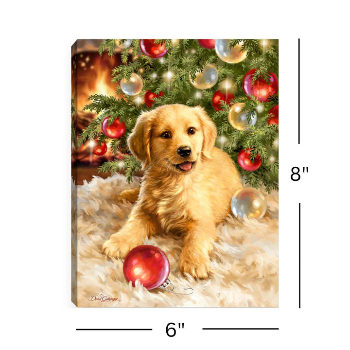 Christmas Puppy Mini Lighted Canvas