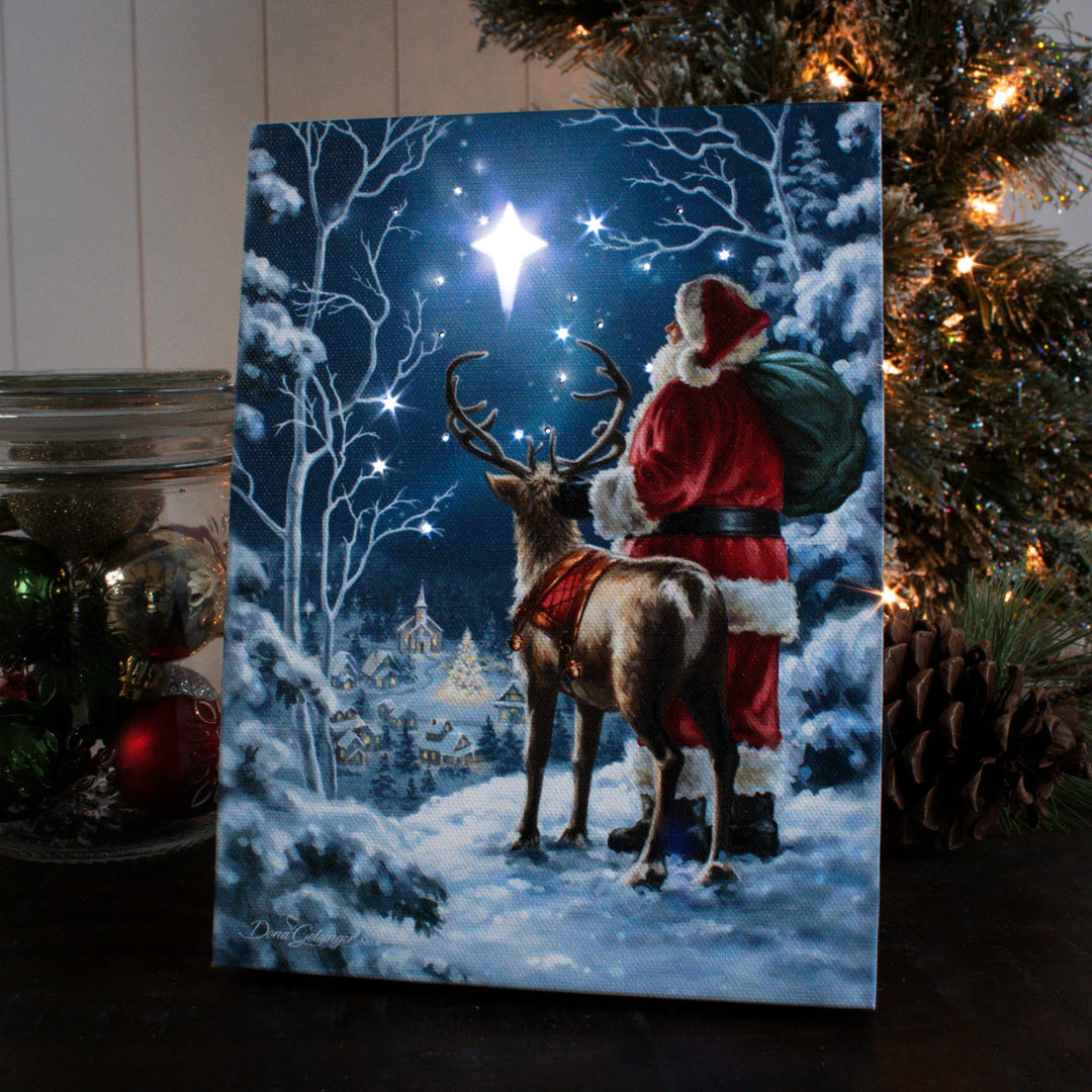 Starry Night Santa Lighted Canvas