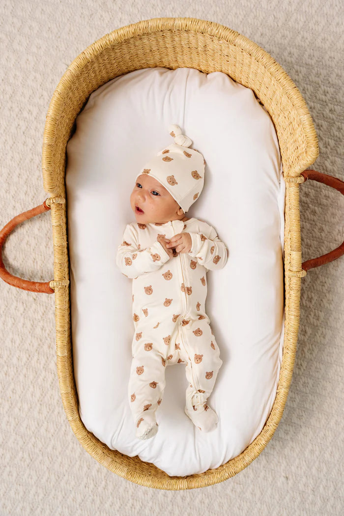 Teddy Bear Zipper Footed Romper