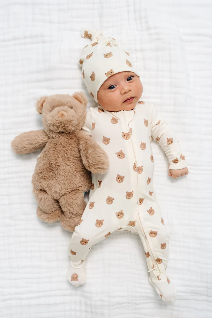 Teddy Bear Zipper Footed Romper