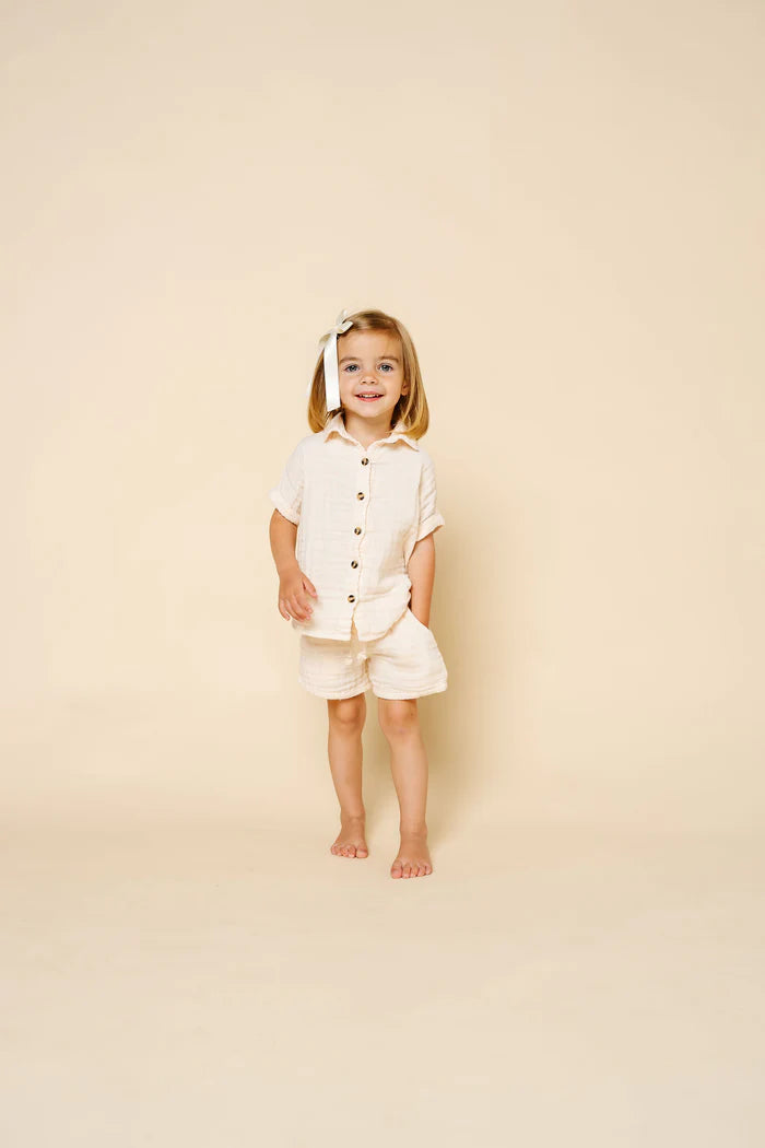 Cream Cloud Muslin Shirt & Short Set