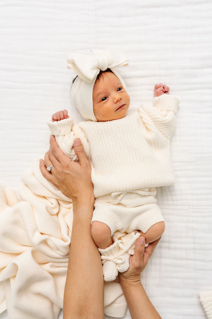 Ivory Knit Headband Bow