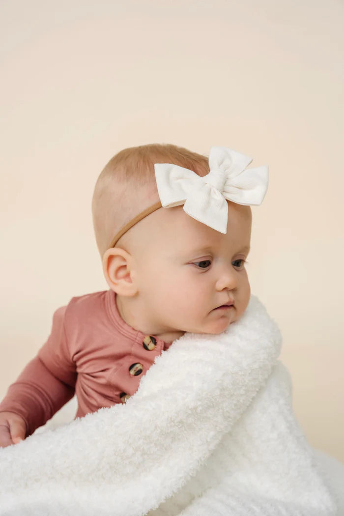 Ivory Corduroy Headband Bow