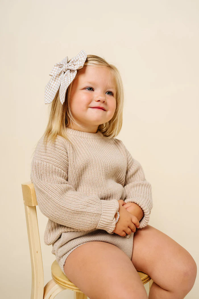 Tan Gingham Hair Bow