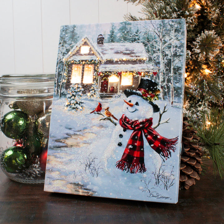 Cottage in the Snow Lighted Canvas