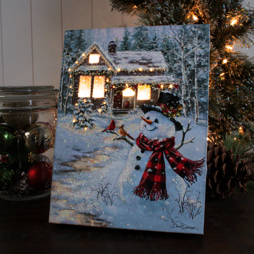 Cottage in the Snow Lighted Canvas