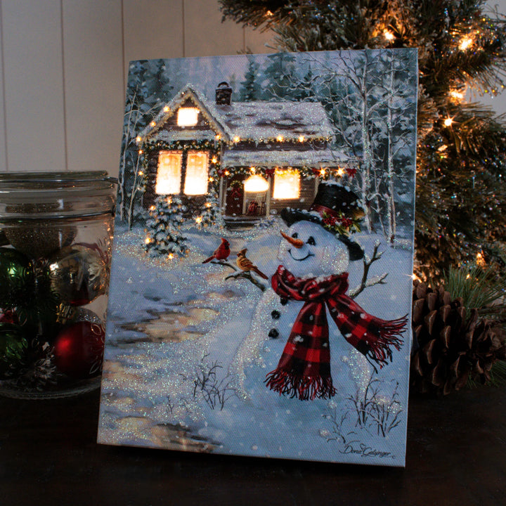 Cottage in the Snow Lighted Canvas