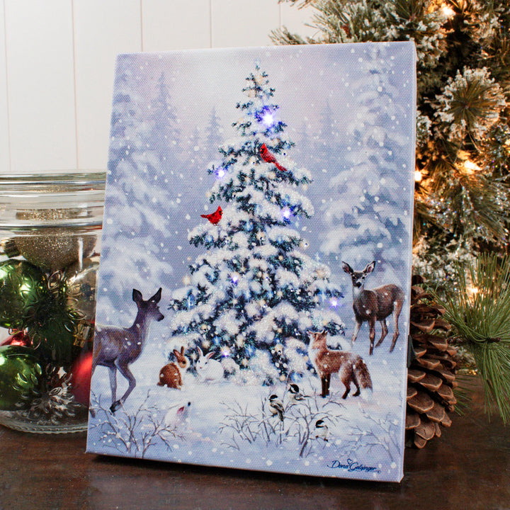 Woodland Christmas Lighted Canvas