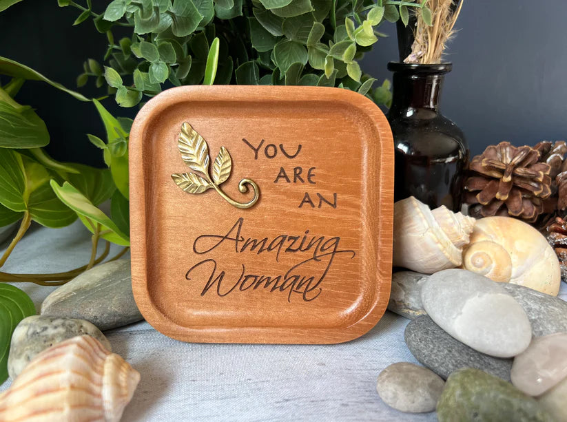 Inspirational Message Wooden Trinket Dish