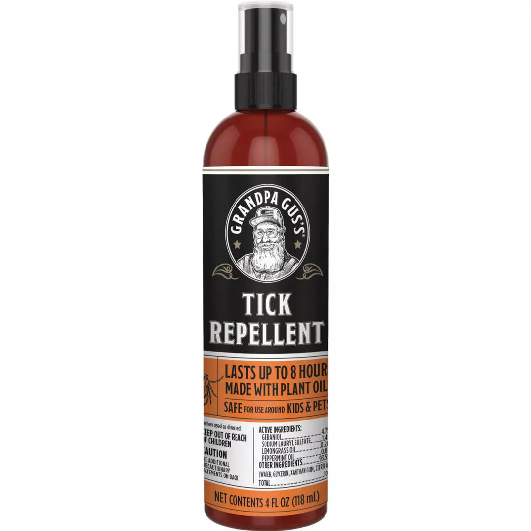 Grandpa Gus's Tick Repellent bottle on a white background