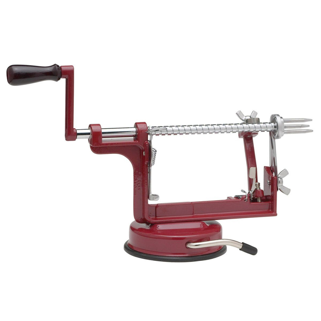 Red apple peeler with a white background