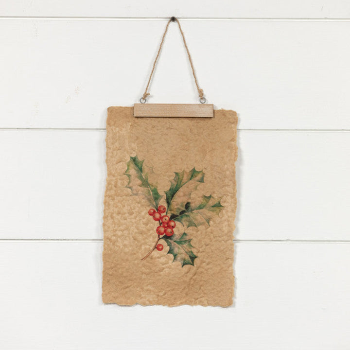 Holly Berry Hanging Paper Print
